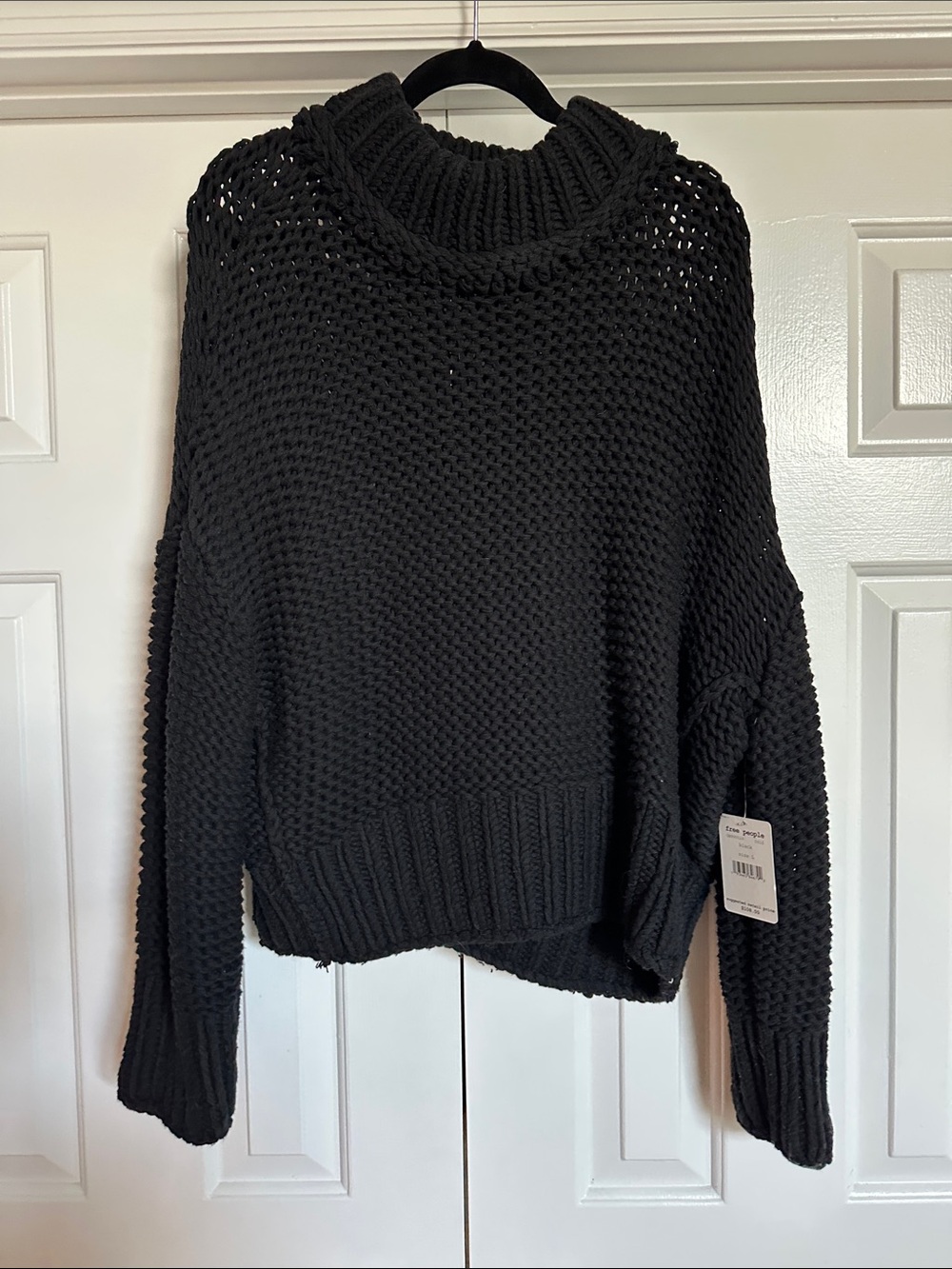 Free People Black Chunky Turtleneck Sweater